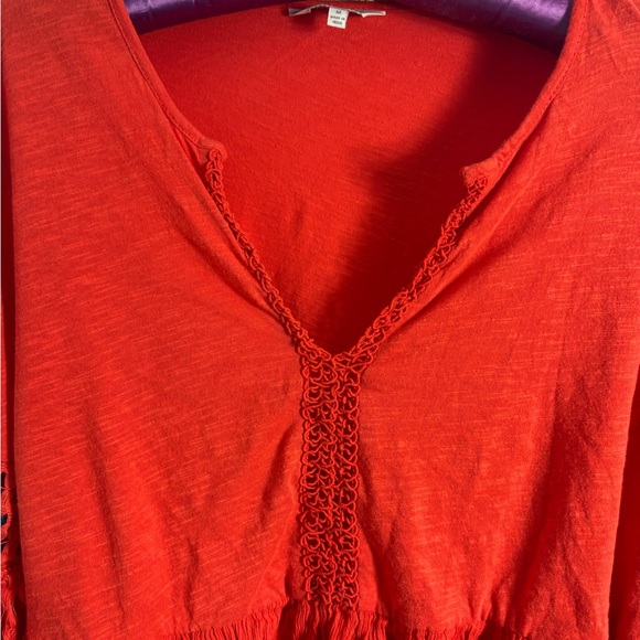 100% Cotton Brick Red Lucky Brand Boho Blouse Size M - Picture 5 of 13